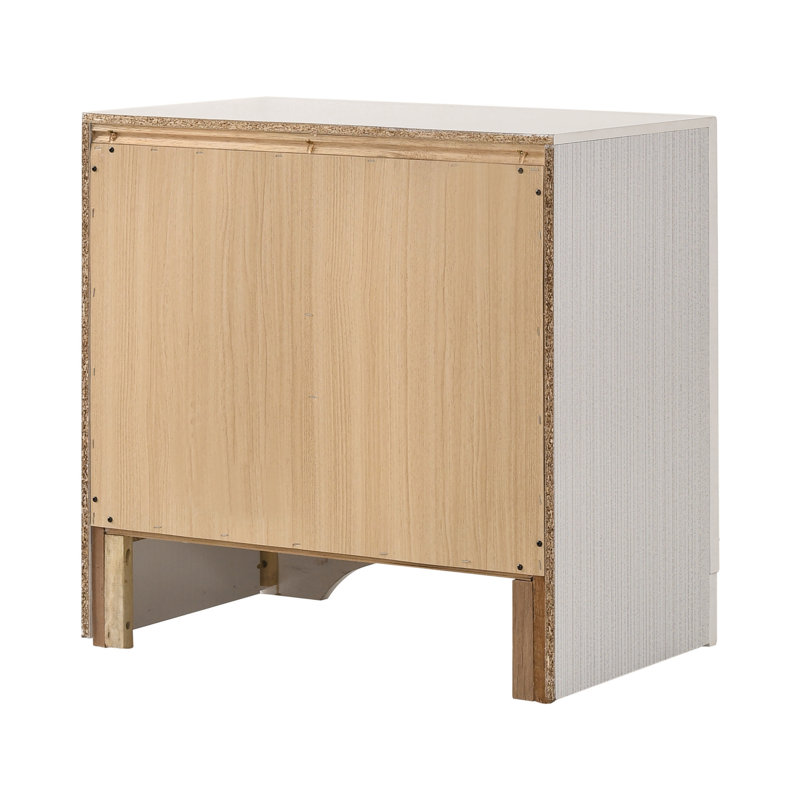 Table de chevet 2 tiroirs Ashmitha, Blanc