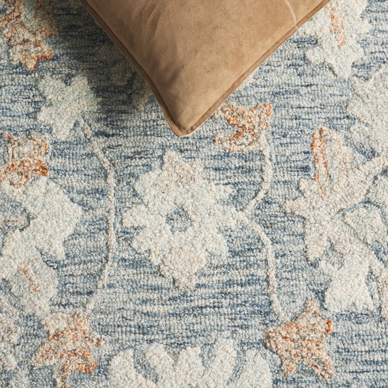 Marquee 506 Hand Tufted Wool/Cotton Oriental Rug in Blue/Rust/Ivory, Rectangle 5' x 8'