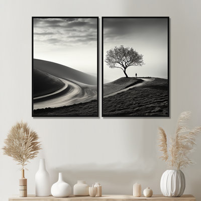 Photographie d'arbre de solitude noir et blanc - art mural blanc