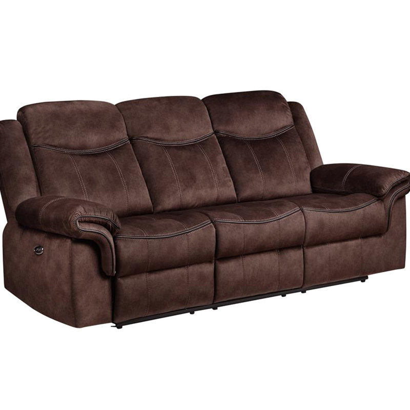 Café avec fonction d'inclinaison électrique et 3 configurations, microfibre de couleur café, 3 sièges embellis