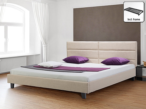 Upholstered Bed, Double, Beige