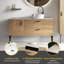 Grande armoire-lavabo autoportante en chêne avec lavabo 48 po Emilia pour salle de bain moderne