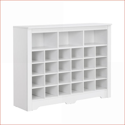 Range-chaussures | Base courbée contemporaine 24 cubes | Buffet polyvalent blanc cassé | Panneau de particules | Couloir