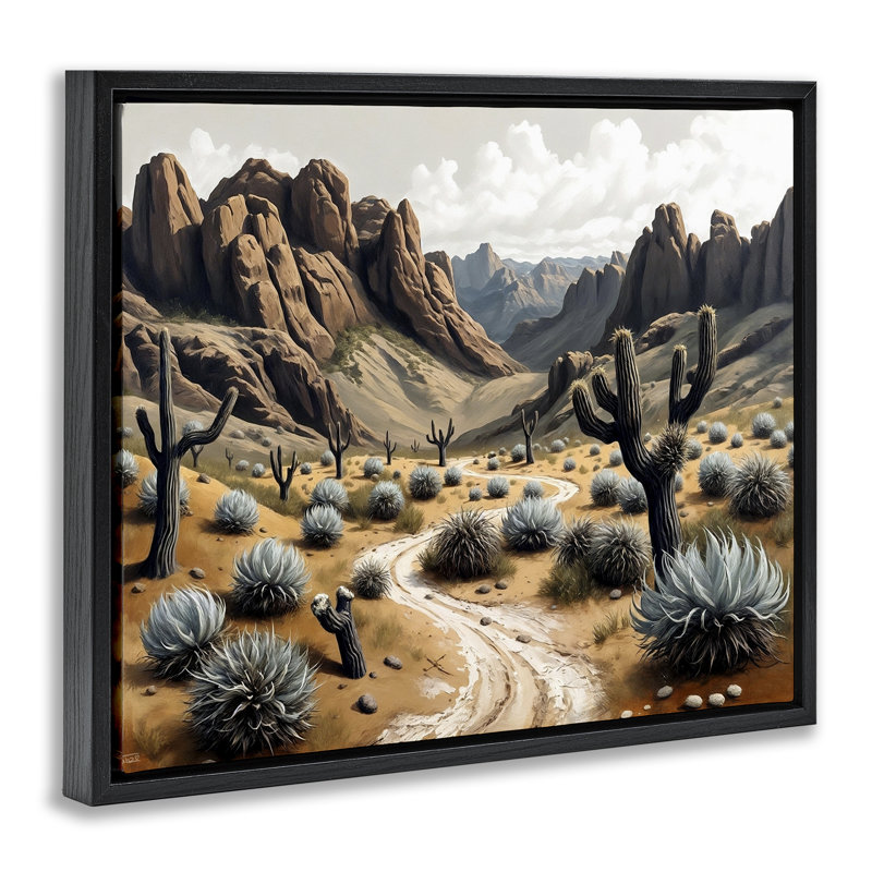 Cadre flottant Cactus Canyons Pathway, conception de Tabz Jones, Cadre flottant noir de jais, H 17 po x l 21 po