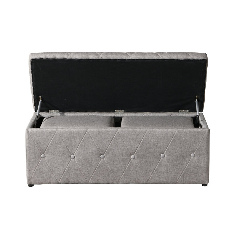 Ensemble de repose-pieds rectangulaire 1 pièce en tissu de lin avec 2 repose-pieds