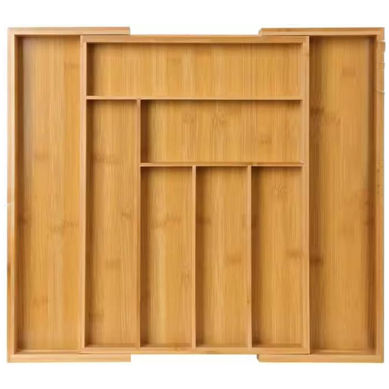 Organisateur de tiroir en bambou extensible pour porte-ustensiles