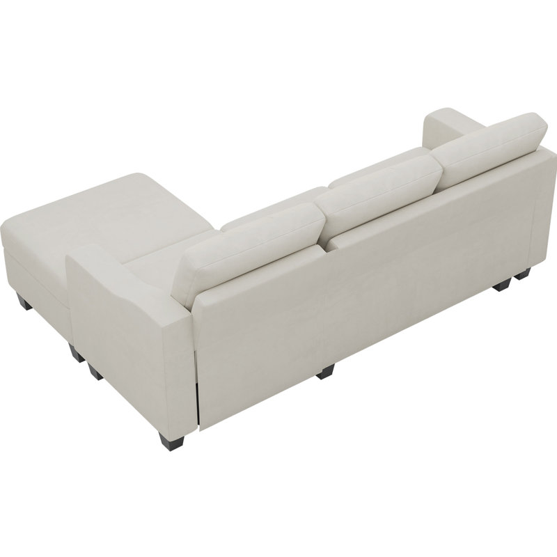 Canapé modulaire en L 2 pièces Cerny, Velours blanc