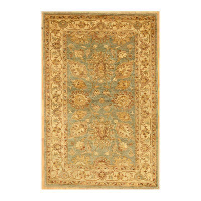 Handmade Cotton and Wool Floral Area Rug