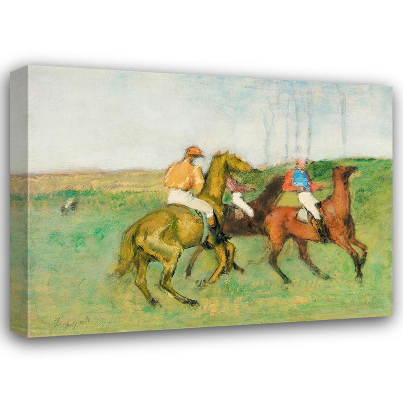 «Red Barrel Studio® Degas, Edgar», reproduction d'art sur toile tendue: Jockeys and Race Horses, H 15 po x l 18 po