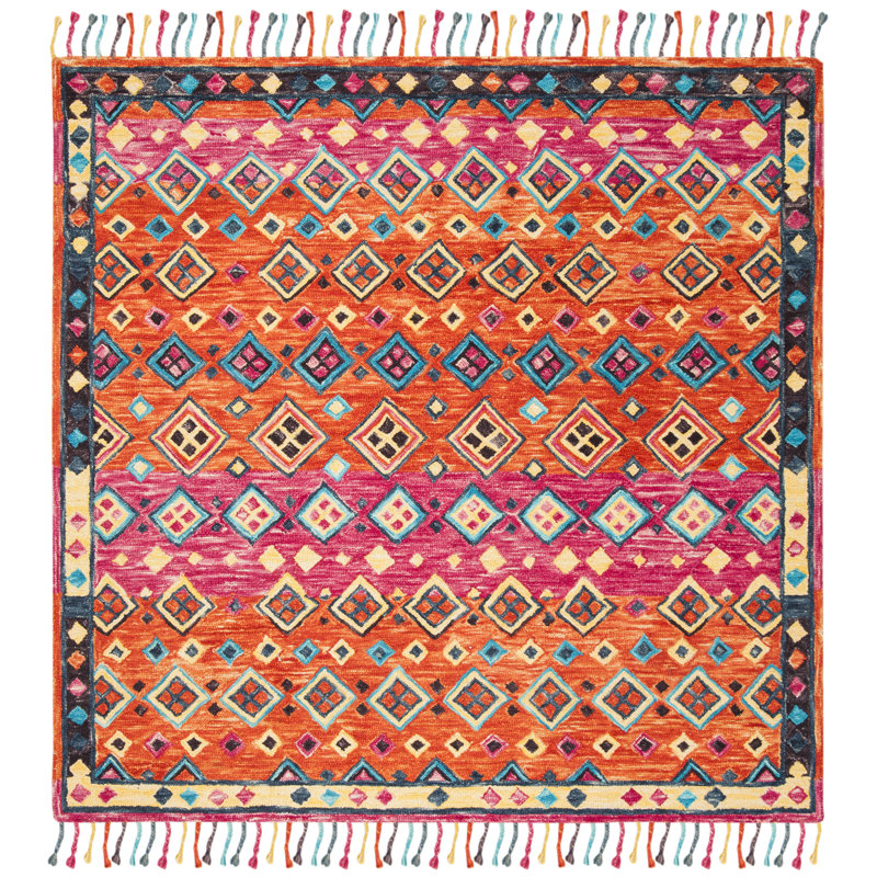 Tapis en laine touffeté à la main Vahakn, Carré 7 pi