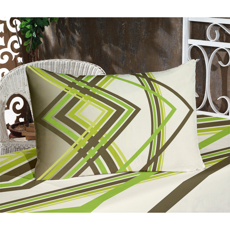 Ensemble de drap-housse et taies décoratives Ambesonne, vert lime et vert armée