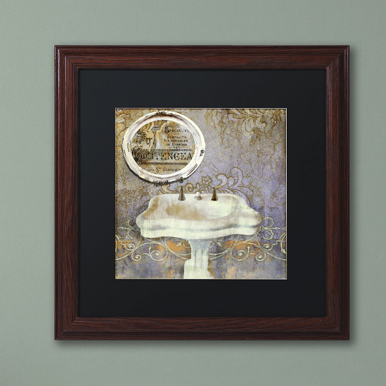 «Salle de bain II» par Jadaya, impression encadrée, H 11 po x l 11 po, Toile avec cadre argenté, Blanc