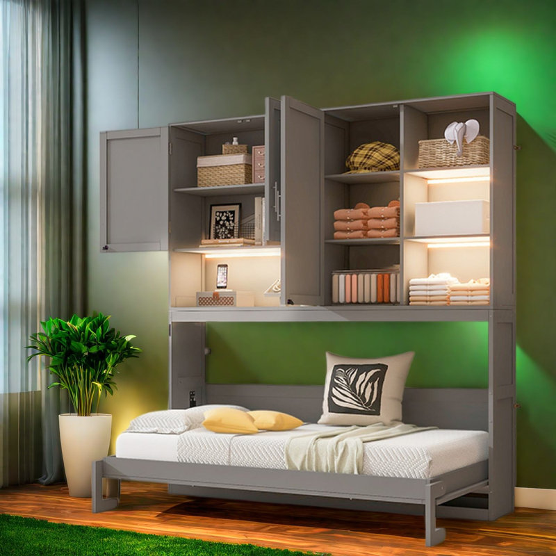 Lits escamotables simples peu encombrants, fabrication en MDF, style moderne pour la maison
