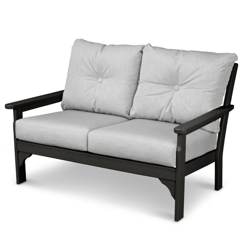 Vineyard Deep Seating Loveseat, Black Frame/Granite Cushion