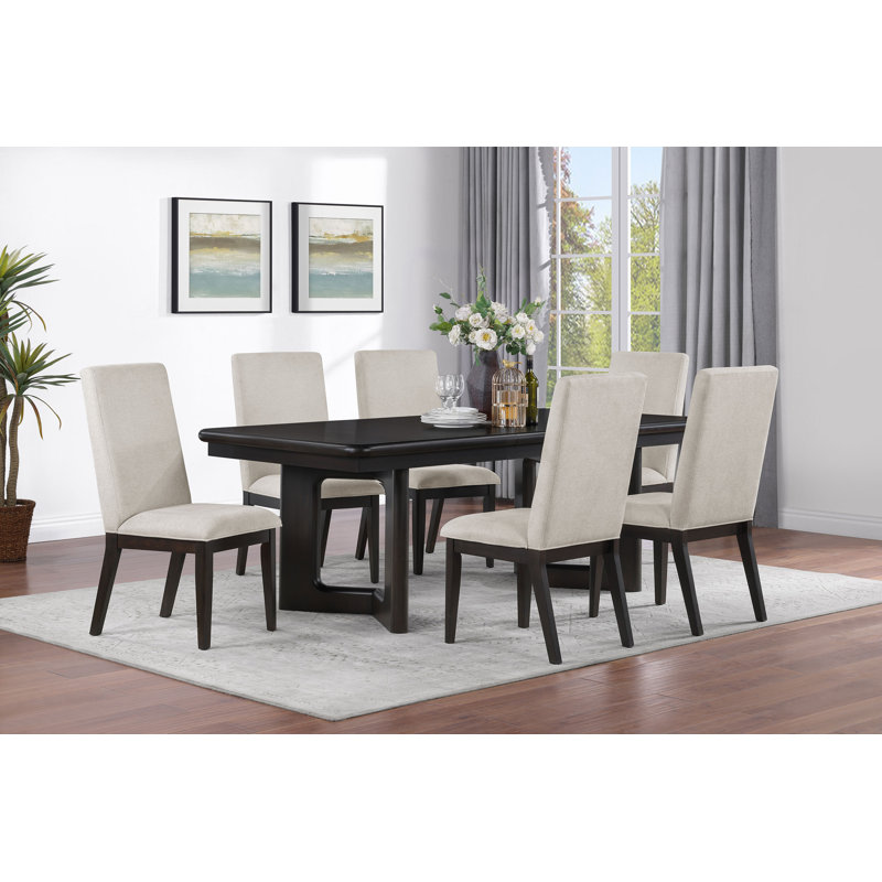 Acacia Brown 7-Piece Rectangular Dining Table Set