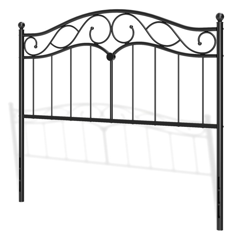 Vintage Queen Size Sturdy Metal Headboard, Adjustable Height Arched Scroll Bed Headboard, Queen