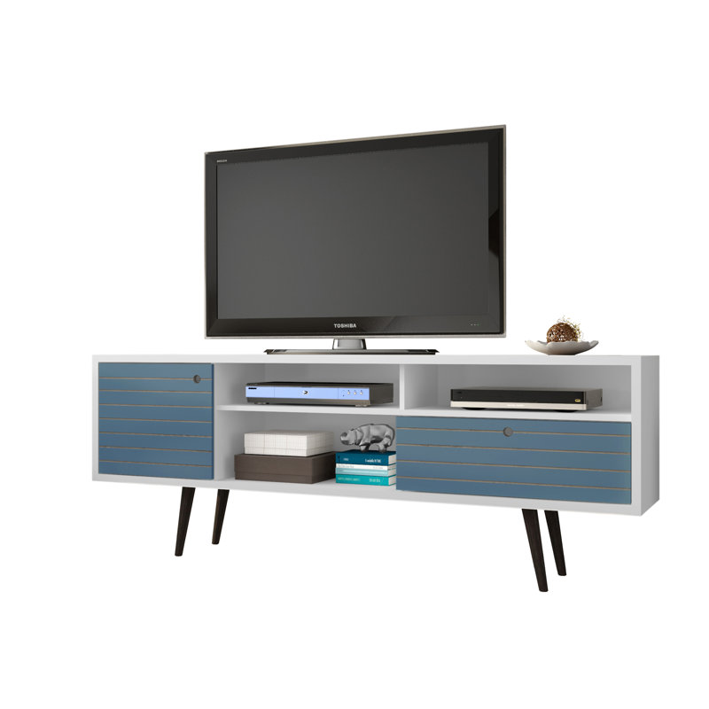 Darryl TV Stand, White/Aqua Blue