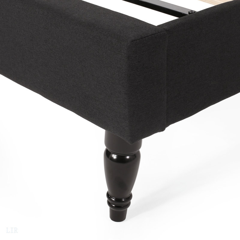 Lit plateforme tapissier Cholet, Noir, Très grand