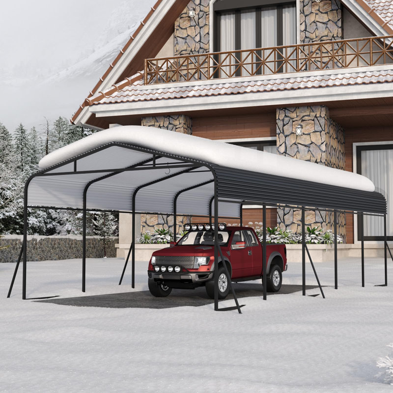 13x26 FT Metal Carport with Galvanized Steel Roof & Reinforced Base, Heavy-Duty Outdoor Shelter, 105" H x 156" W x 310" D