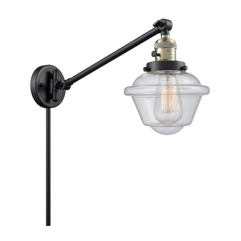 Lampe avec bras pivotant 1 lumière Analeah, Ampoule incandescente rétro à intensité réglab, Grainé