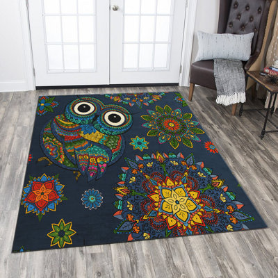 Premium Woven Carpet, 3.3 x 4.6 ft, 100% Polyester, Non-Slip Felt Dot Underside | Raschel Knitting, 0.4 in Pile Height, Machine Washable | Modern Digital Print Design, Ideal for Living Room & Bedroom Decor