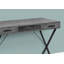 Bureau d'ordinateur, bureau personnel, ordinateur portable, installation à gauche, à droite, tiroirs de rangement, L 42 po, bureau, métal stratifié gris, contemporain, moderne
