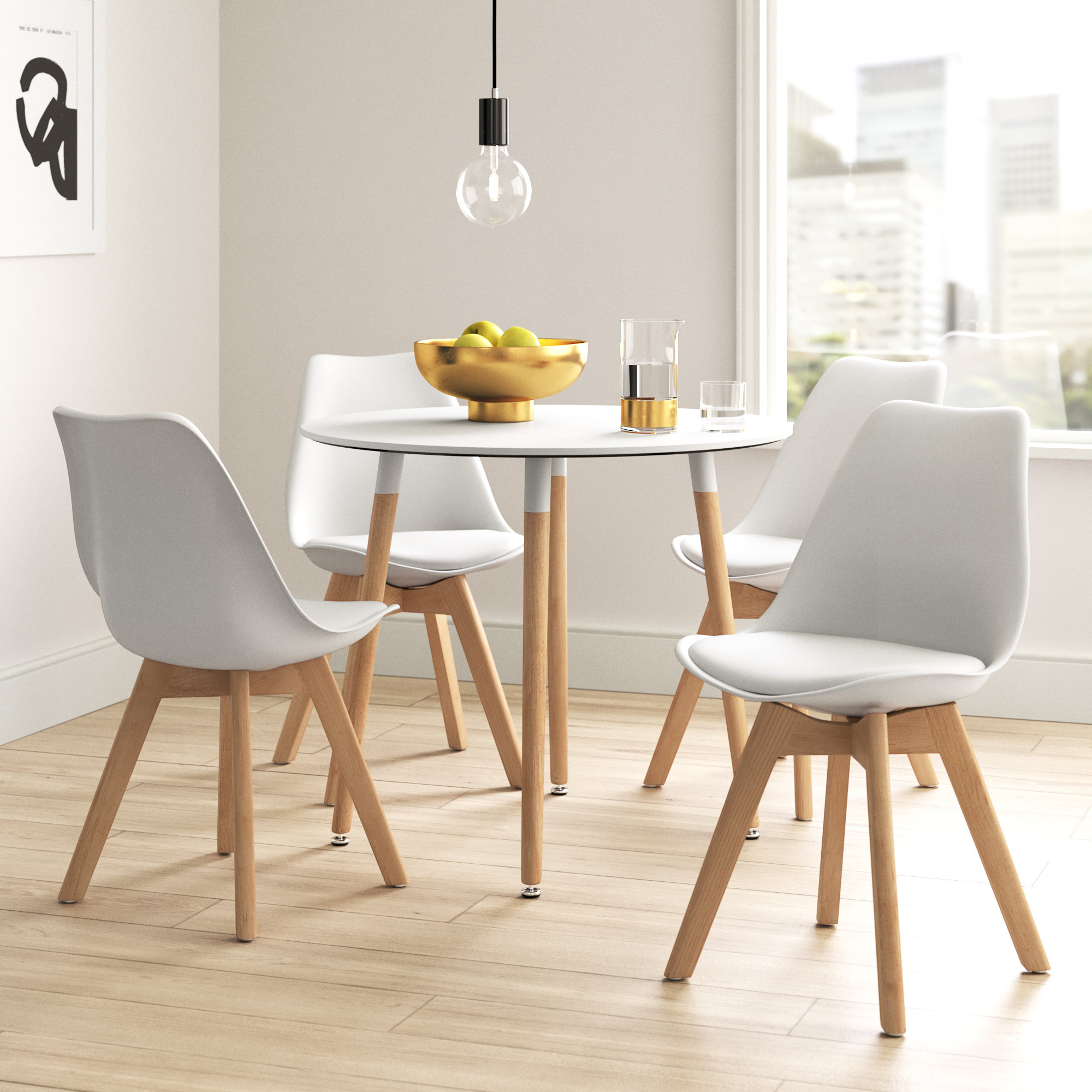 Hykkon Otis 4 - Person Solid Wood Dining Set & Reviews | Wayfair.co.uk