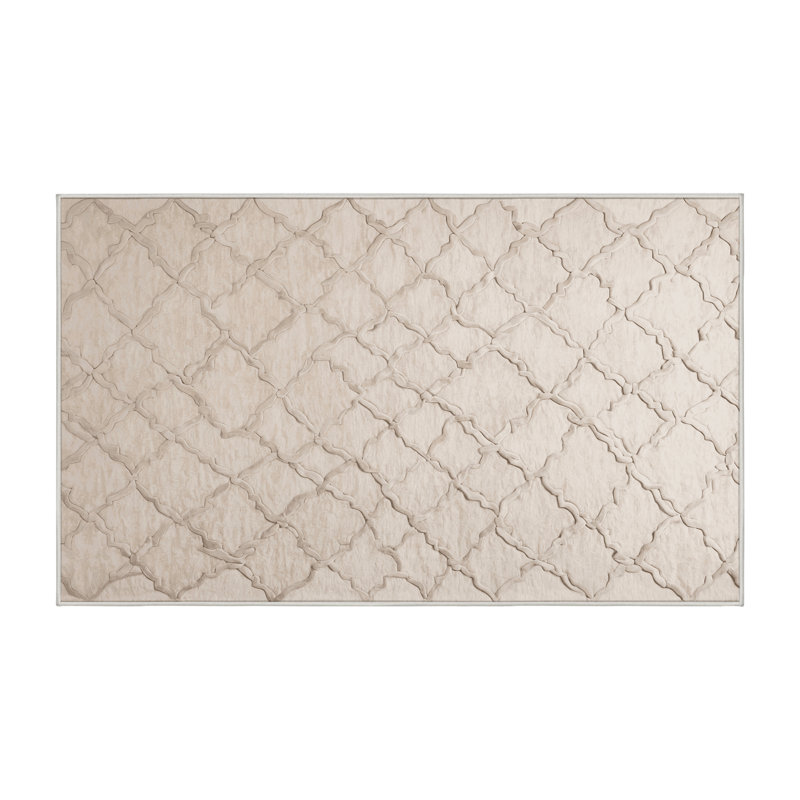 Tapis beige lavable à la machine, Rectangle 5 pi x 7 pi