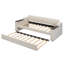 Lit de jour simple rembourré avec accoudoirs de rangement, gigogne et design USB, beige