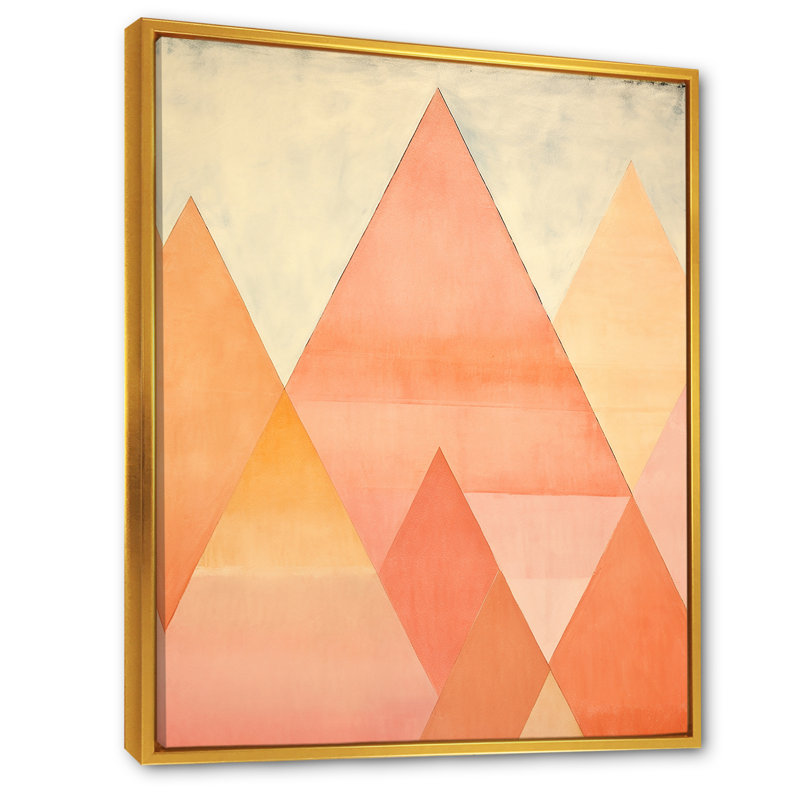 «Peachy Pyramids Shapes» sur toile, H 20 po x l 12 po x P 1 po, Cadre flottant doré