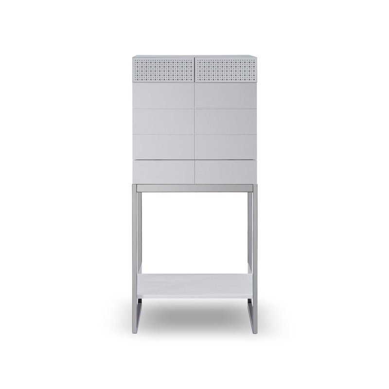 Lakhwinder 59.8cm Home Bar, White/Dark Chrome