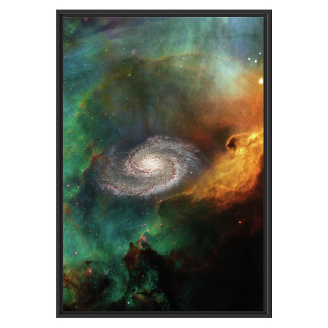 Gerahmtes Wandbild Galaxie mit Sternennebel