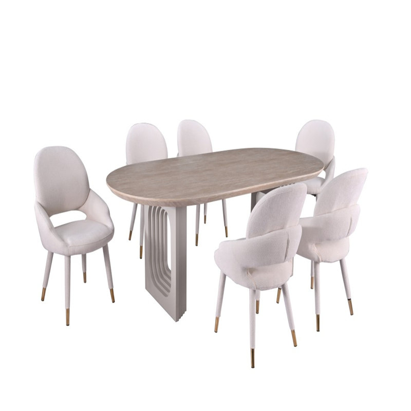 Bode Dining Set, Beige, 7