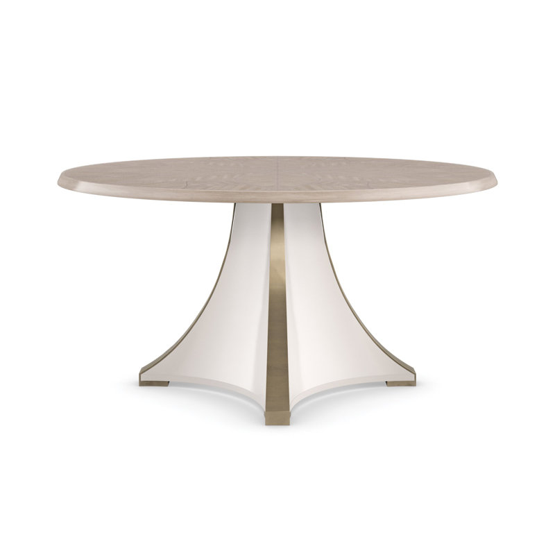 Round Brown and White Wood Dining Table for Eight