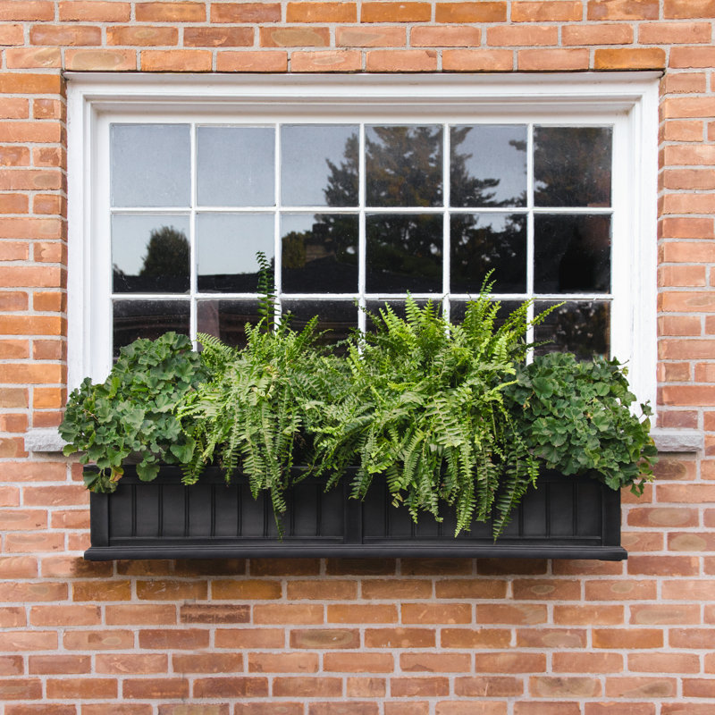 Cape Cod Resin Window Box Planter With Water Reservoir, Black