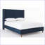 Base de lit tapissier grand format en velours bleu - tête de lit à oreilles capitonnée de 54 po, aucun sommier requis-1609281052-1609281054