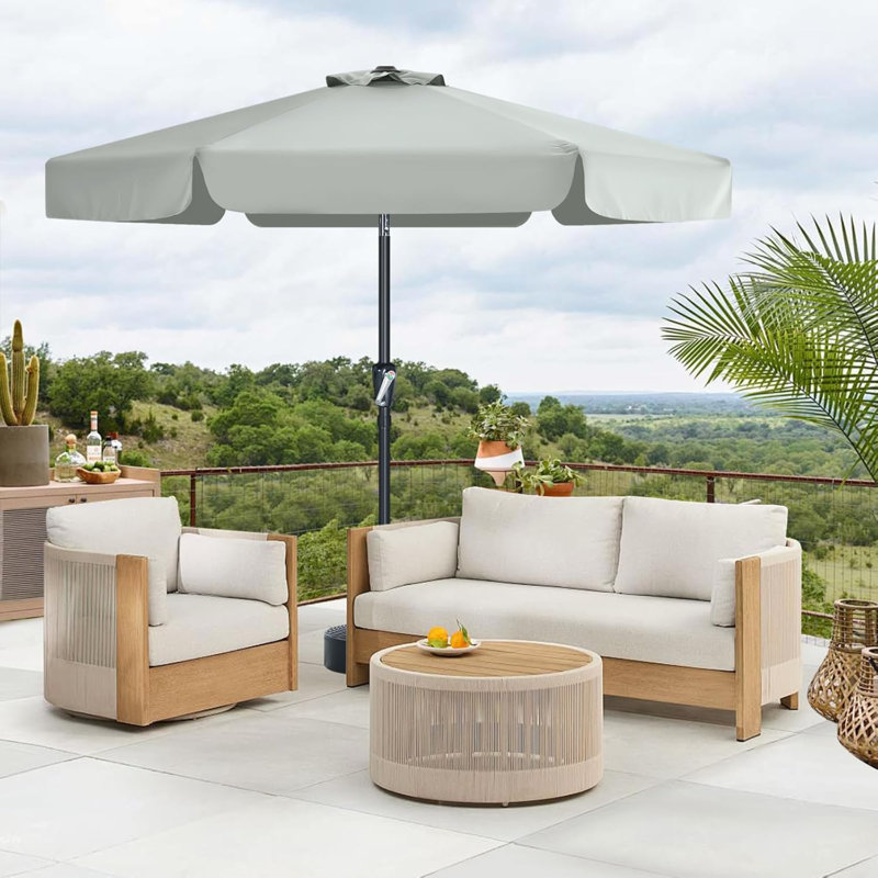 Cania Tilt Market Parasol, Grey, 240cm H x 270cm W x 270cm D