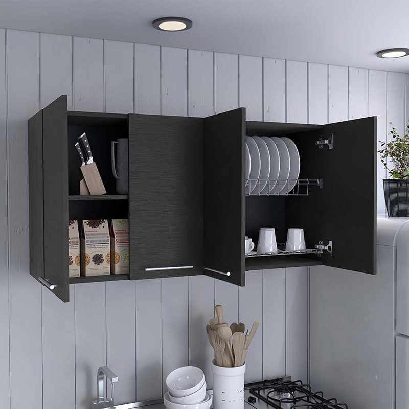 Armoire de cuisine, quatre portes, Noir