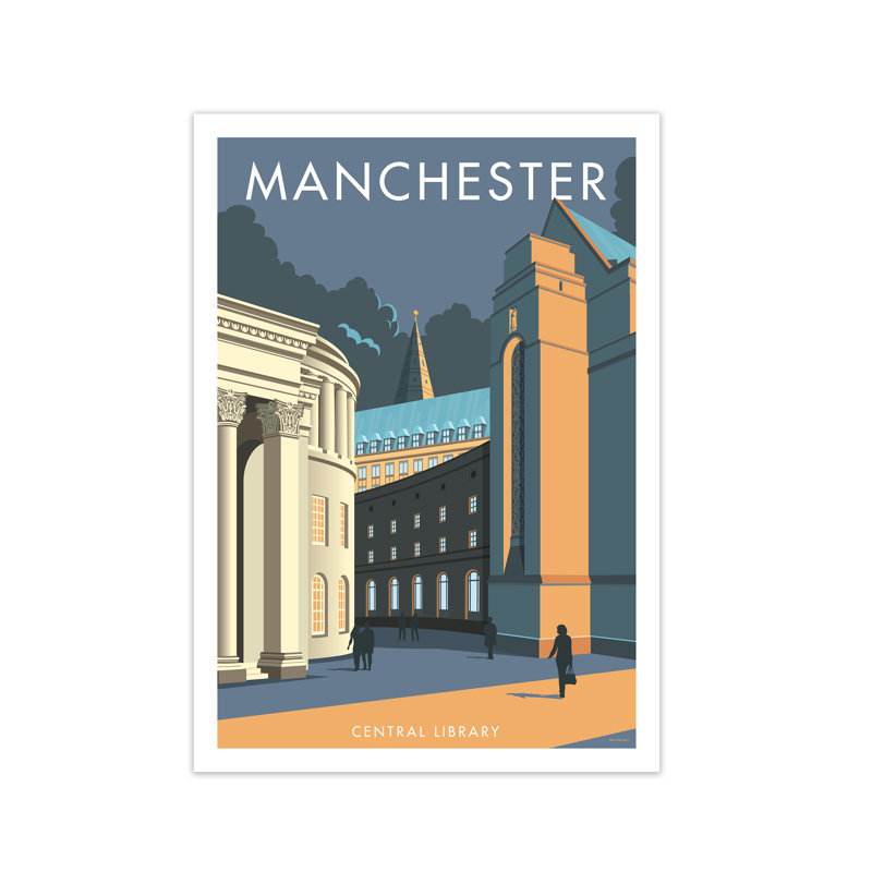 Manchester Library by Stephen Millership - Print, 59.4 cm H x 42 cm W x 1 cm D, No Frame