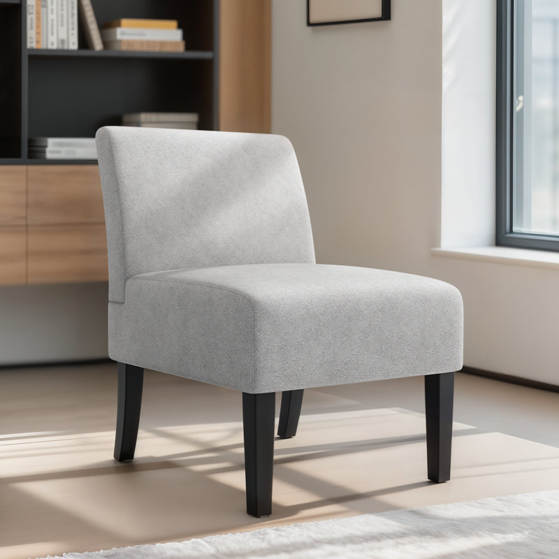 Chaise d'appoint rembourrée sans accoudoirs, chaise de lecture moderne avec pattes et pieds en bois