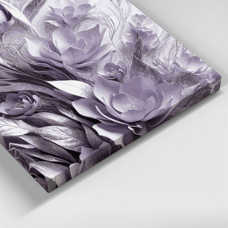 "Abstract Florals" 42, art mural sur toile bleue, H 16 po x l 16 po