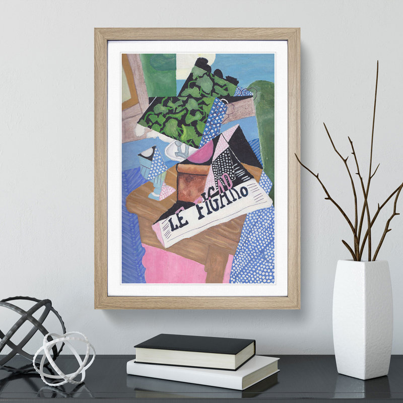 Le Figaro by Juan Gris - Picture Frame Painting, Oak Framed, 48cm H x 36cm W x 2cm D