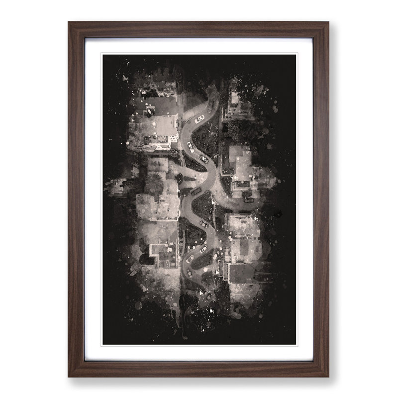 Above Lombard Street In San Francisco - Single Picture Frame Painting on MDF, Walnut Framed, 45cm H x 33cm W x 2cm D