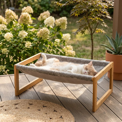 Lit pour chat surélevé, grand hamac pour l'extérieur, meubles pour animaux 25 x 16,5 po pour chatons, chiots, lapins, lapins et petits animaux