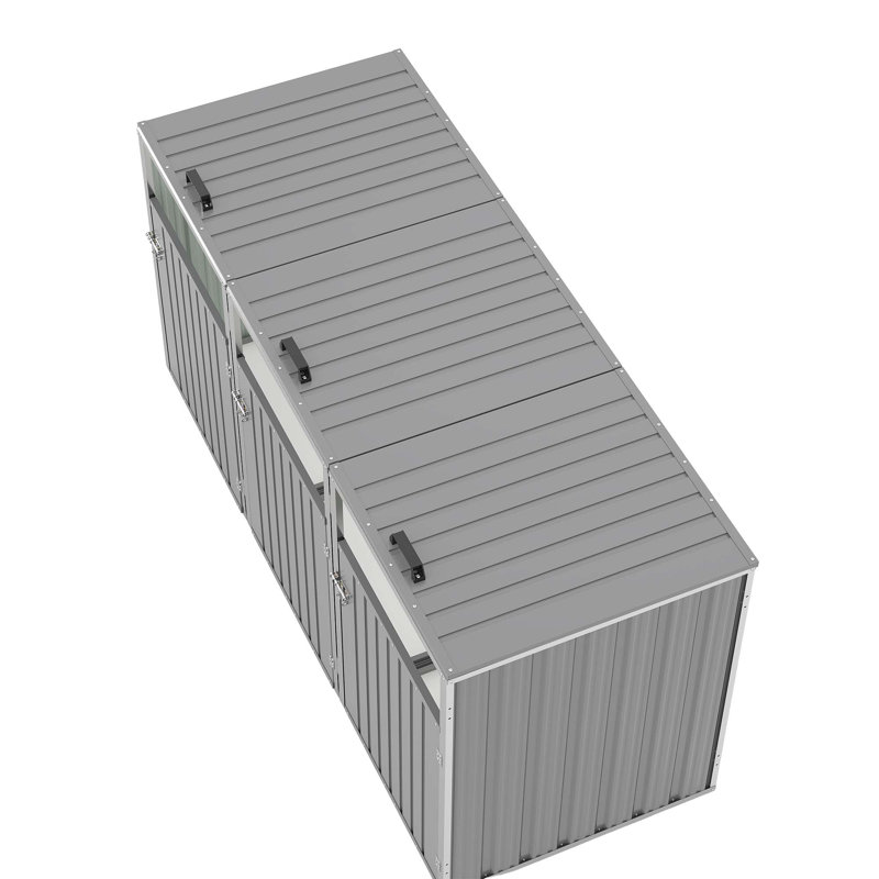 Garbage Bin Shed Stores 3 Trash Cans With Pneumatic Support Rod, With Lockable Doors & Waterproof Lid Chain, For Patio,Garden,Backyard