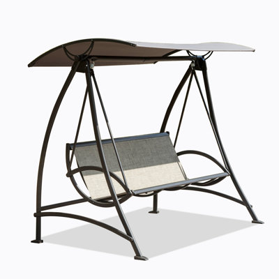 3-Seat Patio Swing Chair, Outdoor Porch Swing with Adjustable Canopy -  17 Stories, C71CEAEF10A4498EA9E914F5AD455C82