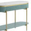 Dominic 47 po Console ovale en faux marbre sarcelle clair et or avec détail cannelé et tablette