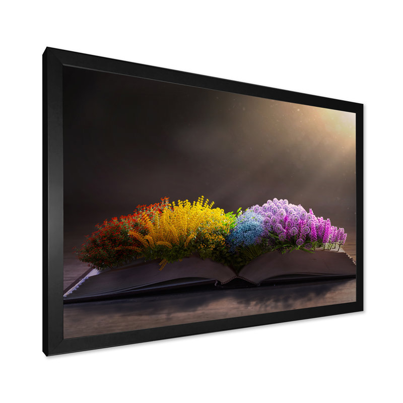 Fleurs colorées Bppl - œuvre d'art traditionnelle sur toile, Cadre noir, H 12 po x l 8 po x P 1 po