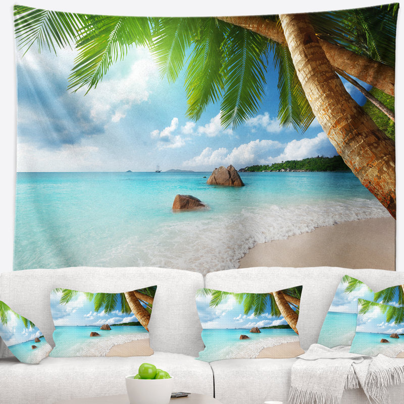 Tapisserie de plage en polyester praslin island de mer avec accessoires suspendu inclus, H 32 po x l 39 po