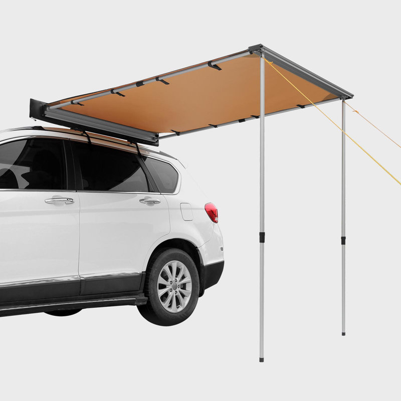 Car Side Awning, Large 4.6'X6.6' Shade Coverage Vehicle Awning, Pu3000mm UV50+ Retractable Car Awning With Waterproof Storage Bag, Suitable For Truck, SUV, Van, Campers